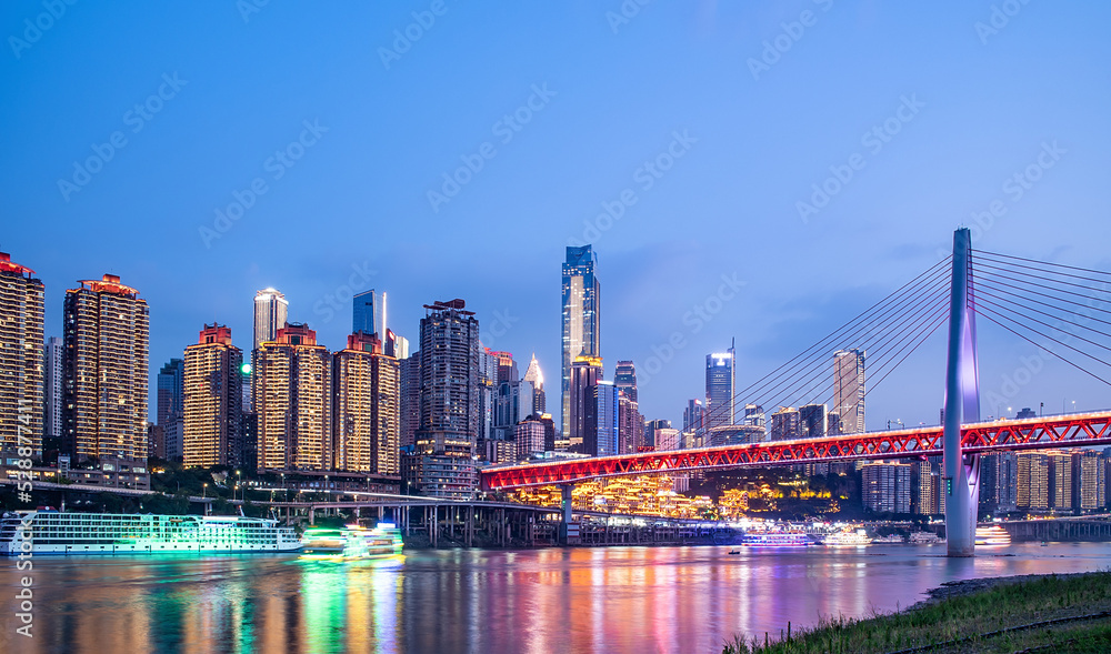 Fototapeta premium night view of city buildings in chongqing, china