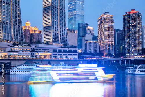 Cruise ship moored at Chaotianmen Wharf in Chongqing, China