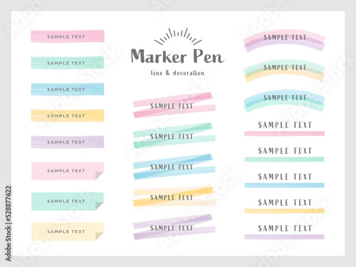 マーカーペンのラインセット　Color highlighter lines set
