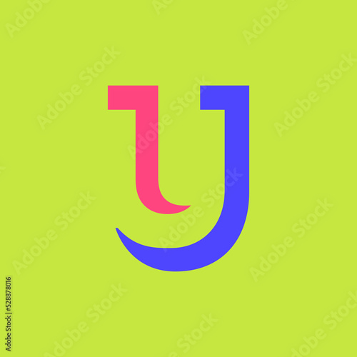 Colorful letter U modular typeface, with sharp, bold, masculine, but playful style. Perfect for personal brand logo, abbreviation, title, etc.