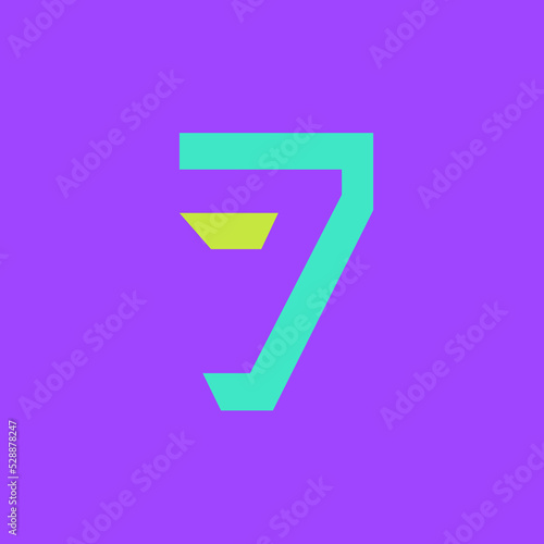 Number 7 in a modular font style, with a sharp, bold, masculine style, but fun and colorful. Perfect for personal brand logos, abbreviations, titles, etc.