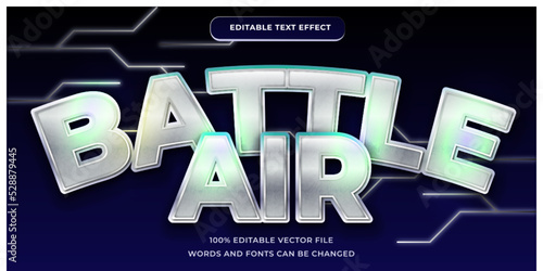 Battle air text effect tech steals modern style with white gradient color editable font