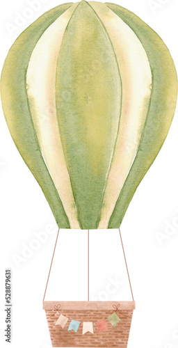 Watercolor hot air balloon, cute children's hot air balloon