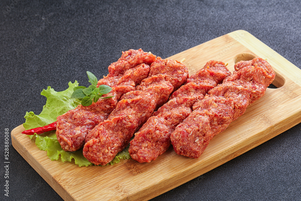 Raw beef kebab minced meat