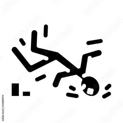 drop head kick accident glyph icon vector. drop head kick accident sign. isolated symbol illustration photo