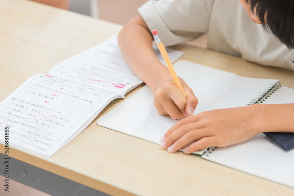 算数の勉強をする小学生の男の子
算数の勉強をする小学生の男の子