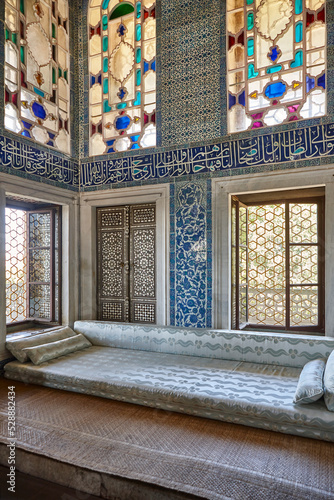 Topkapi palace. Baghdad pavilion interior decoration. Izmir tiles. Istanbul, Turkey