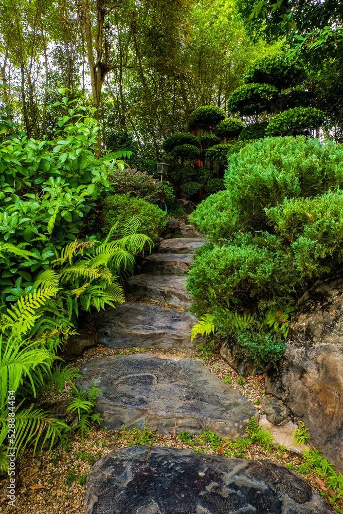 Beautiful Stone pathway in the park.