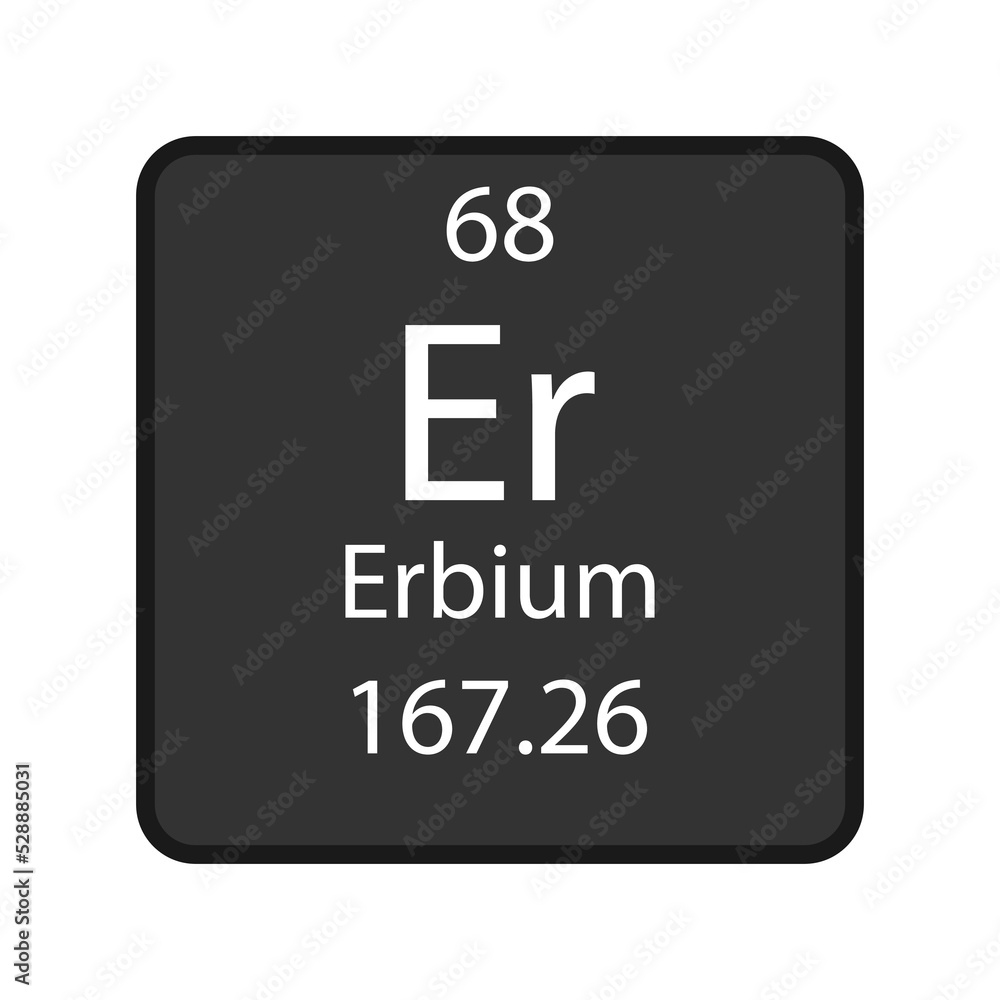 Erbium symbol. Chemical element of the periodic table. Vector illustration. Erbium symbol. Chemical element of the periodic table. Vector illustration.