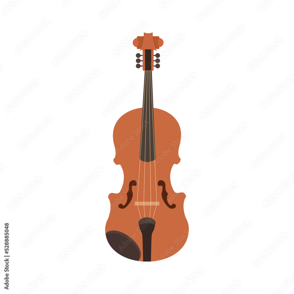 Fototapeta premium Wooden violin vector design. Classical violin vector illustration isolated on white background