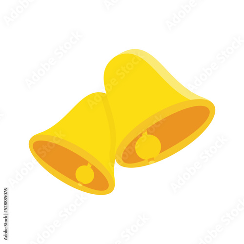 The bell is yellow. Flat style icon design. Vector illustration.