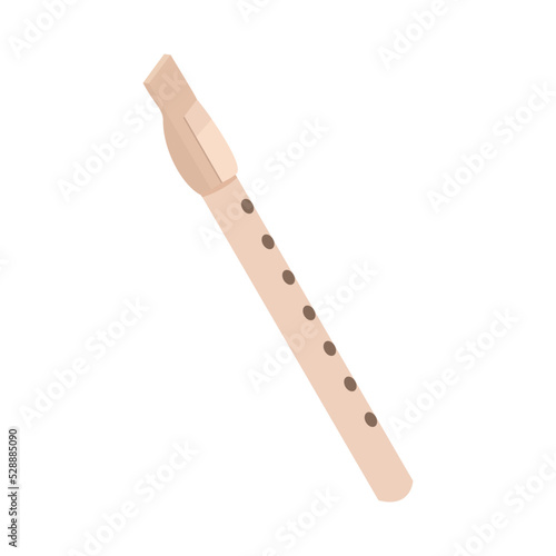 Flute instrument icon. Flat illustration of flute instrument vector icon