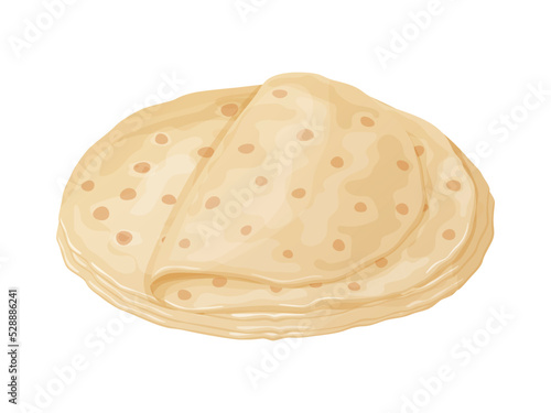 Tortilla. Pita bread. Mexican food, cuisine. Delicious snack, design element for menu, advertising.