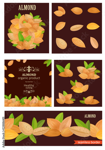 collection of isolated nutty groups and single on brown backgrou