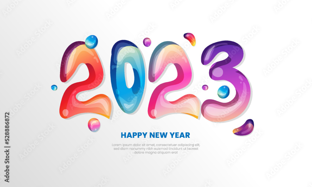 2023 Happy New Year colorful fluid design. Template design for poster, banner, web. Vector illustration