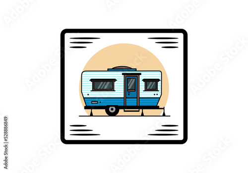 Teardrop van camper illustration badge design
