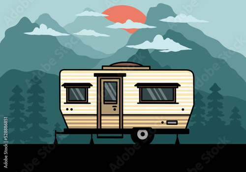 Teardrop van camper illustration badge design