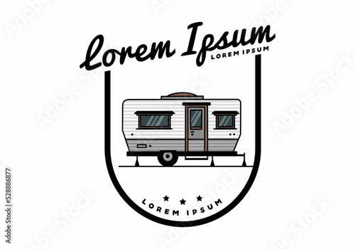 Teardrop van camper illustration badge design