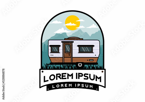 Teardrop van camper illustration badge design