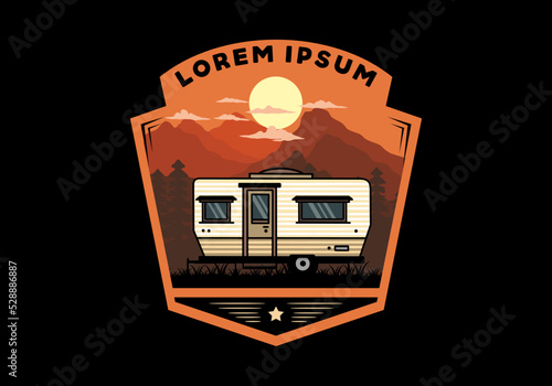 Teardrop van camper illustration badge design