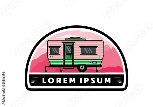 Teardrop van camper illustration badge design