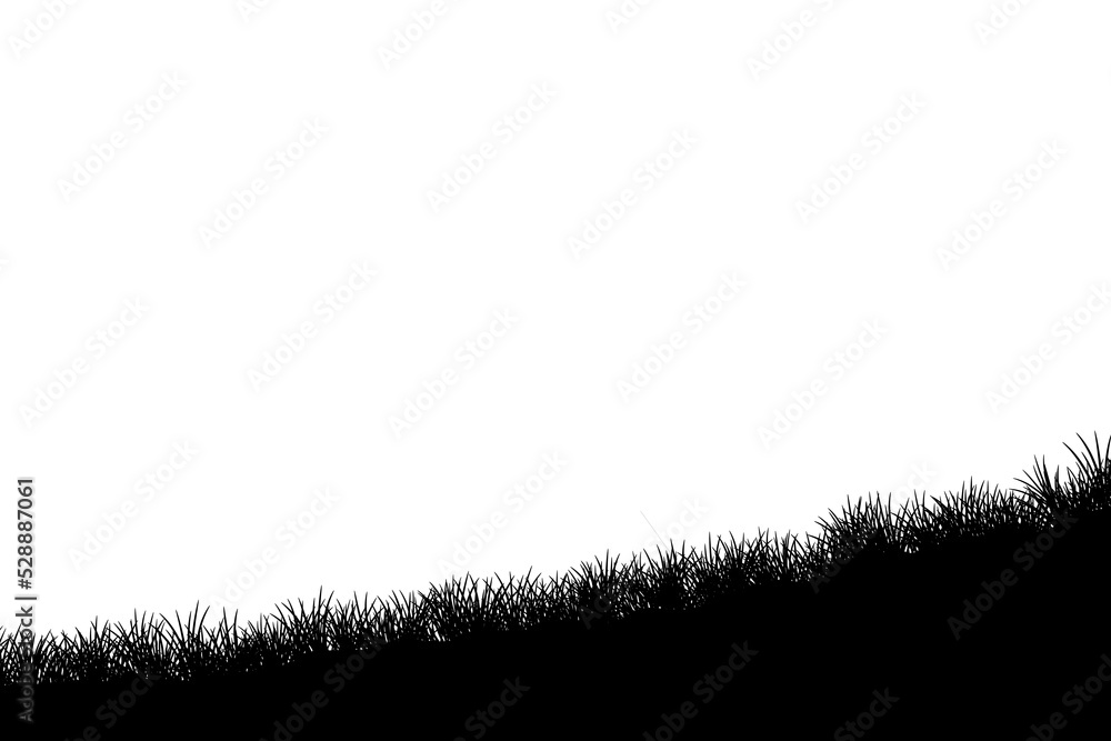 grass valley silhouette. black grass on white background