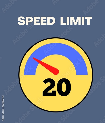 Speed limit 20 round road traffic icon sign flat style design illustration 