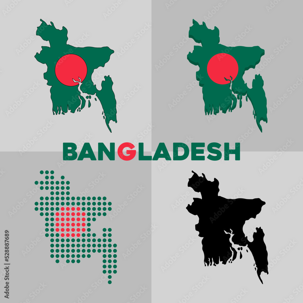 Bangladesh Map Outline Map And Flag Of The Country Of Bangladesh