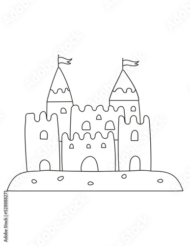 sand castle coloring page vector illustration