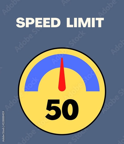 Speed limit 50 round road traffic icon sign flat style design illustration  