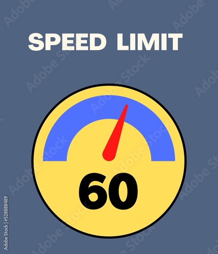 Speed limit 60 round road traffic icon sign flat style design illustration 