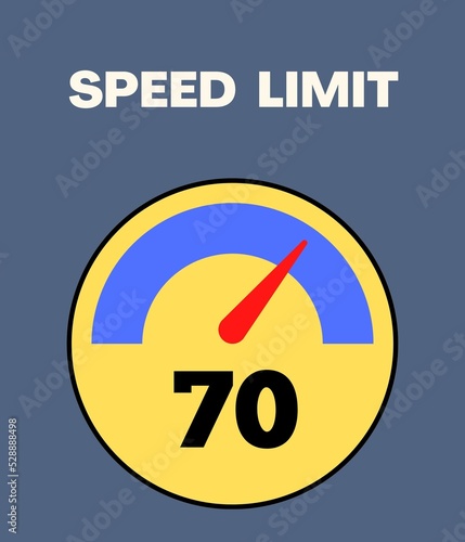 Speed limit 70 round road traffic icon sign flat style design illustration 
