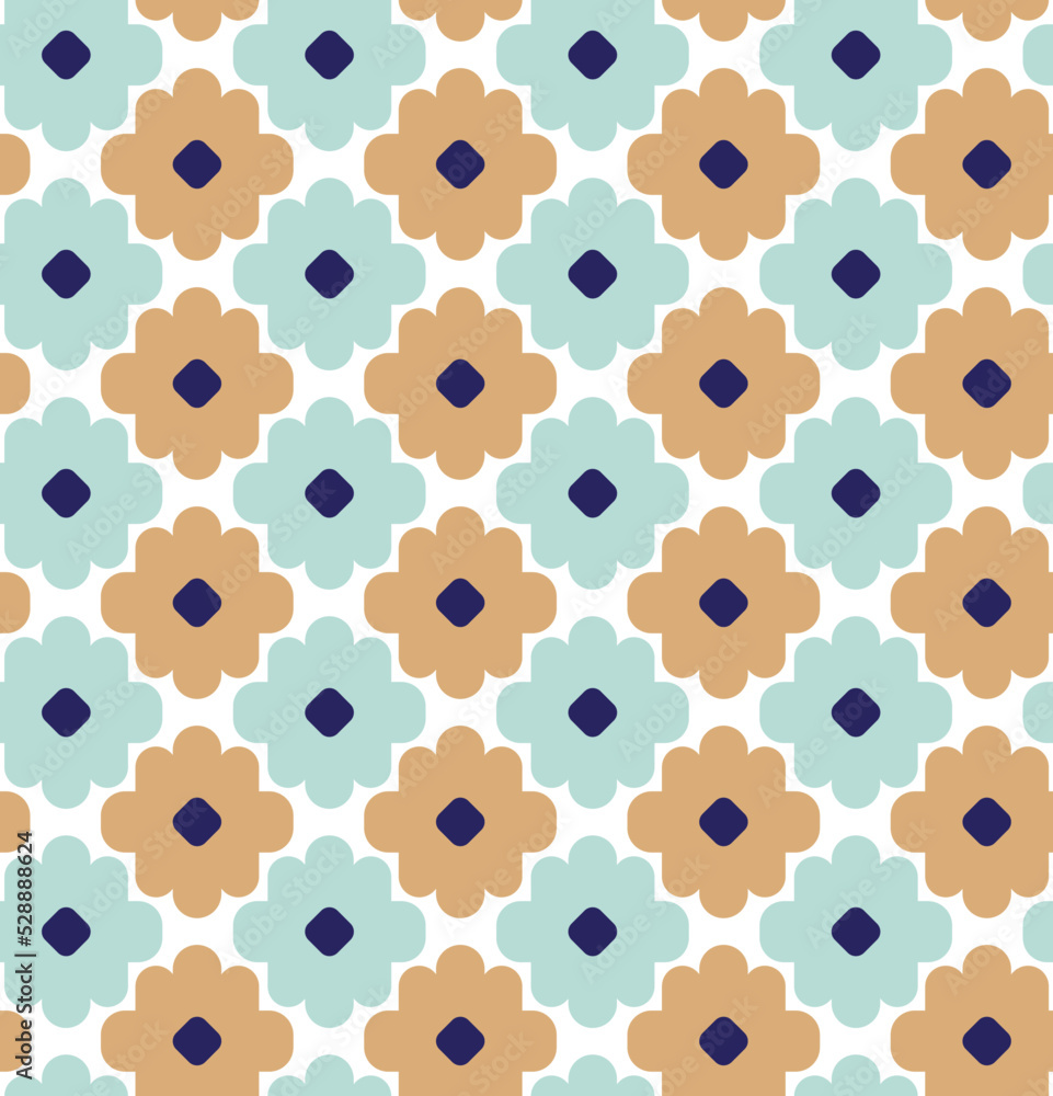 Fototapeta premium Abstract Simple Geometric Floral Style Boho Pattern Minimalist Shapes Trendy Fashion Colors Perfect for Allover Fabric Print or Wrapping Paper