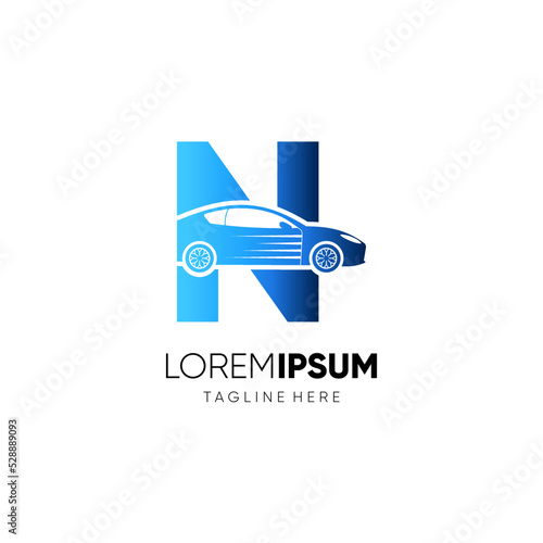 Letter N Car Logo Design Vector Icon Graphic Emblem Illustration