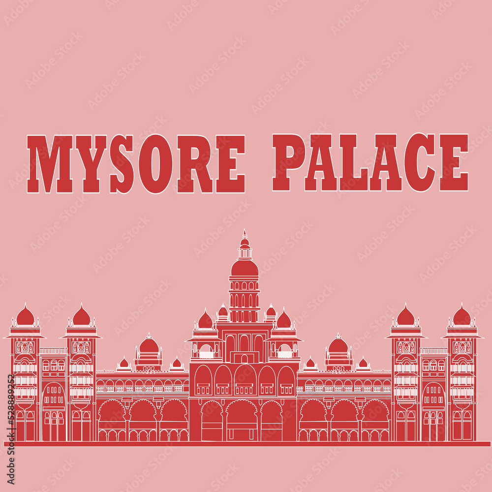 Image of Sketch Of Mysore Dasara Elephant Jumbo Savari In Front Of Palace  Outline Editable Illustration-MJ661554-Picxy
