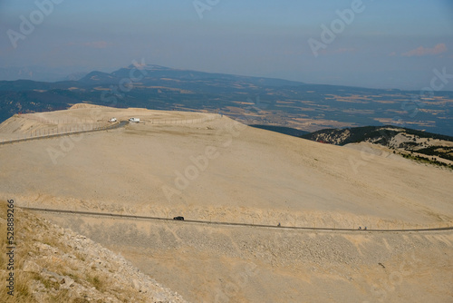 Cyclists on the Road to Mount Ventoux  Provence  France. Famous pre-alps mount. Tour de France venue.