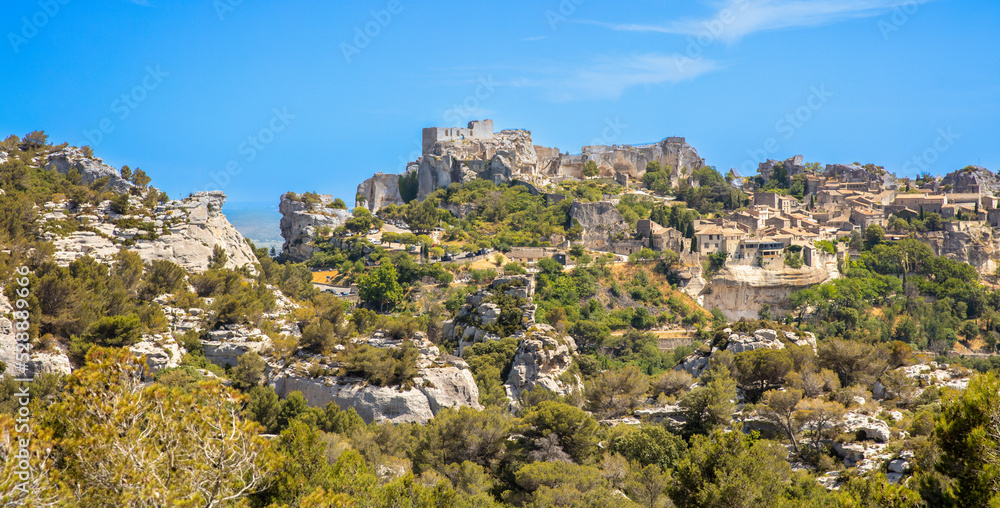 Les Baux de Provence village panoramic view in France