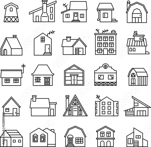 house icons set. Editable stroke line icons.