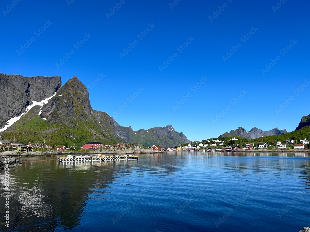 Norwegian fjords landscape, reflection on the water