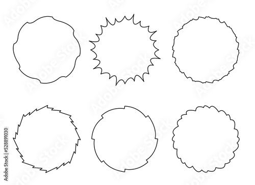 Set of circular outline template isolated on white background. Design elements
