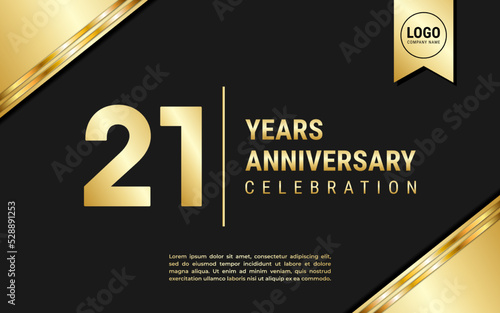 21 Years Anniversary template design. Golden Anniversary Celebration, vector illustration.