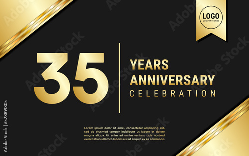 35 Years Anniversary template design. Golden Anniversary Celebration, vector illustration.