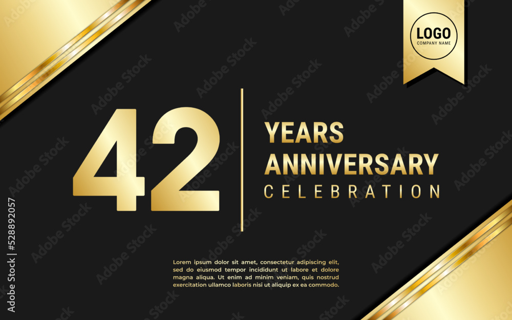 42 Years Anniversary template design. Golden Anniversary Celebration, vector illustration. 42 Years Anniversary template design. Golden Anniversary Celebration, vector illustration.