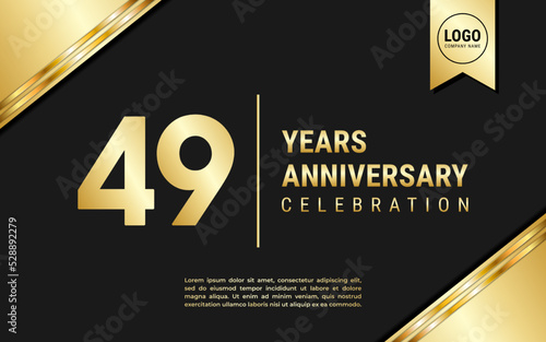 49 Years Anniversary template design. Golden Anniversary Celebration, vector illustration.