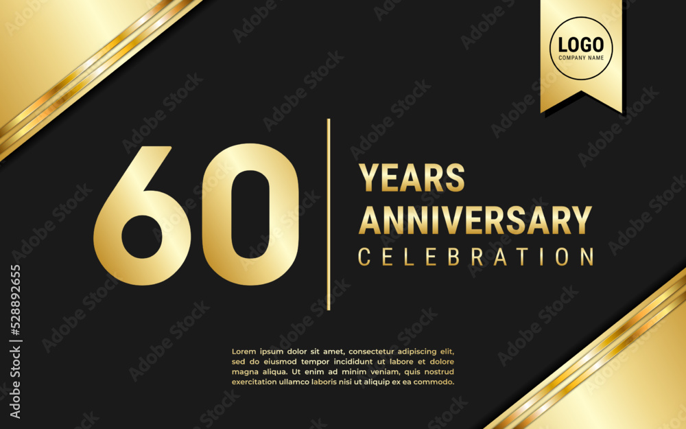 60 Years Anniversary template design. Golden Anniversary Celebration, vector illustration. 60 Years Anniversary template design. Golden Anniversary Celebration, vector illustration.
