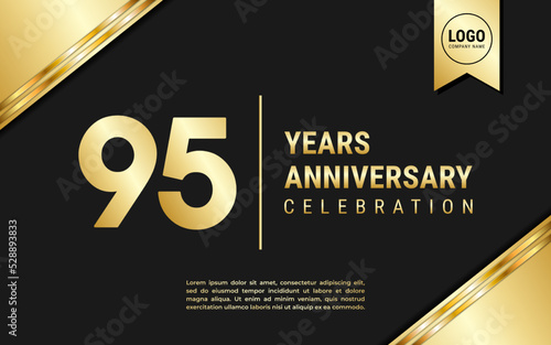 95 Years Anniversary template design. Golden Anniversary Celebration, vector illustration.