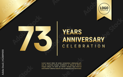 73 Years Anniversary template design. Golden Anniversary Celebration, vector illustration.