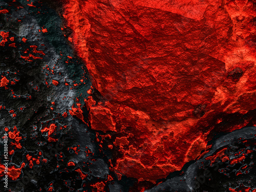 3d illustration, texture of rough black with red stones