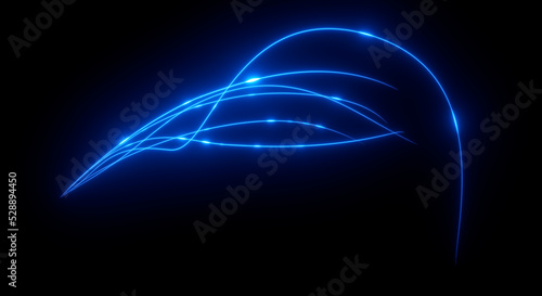 Abstract background. Beautiful colored lines. Magic sparks. Neon swirls. Glow effect. High tech. Sci Fi technology art.