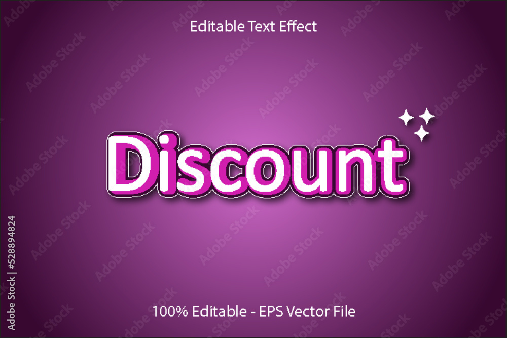 Discount Editable Text Effect 3D Emboss Cartoon Style Design Discount Editable Text Effect 3D Emboss Cartoon Style Design